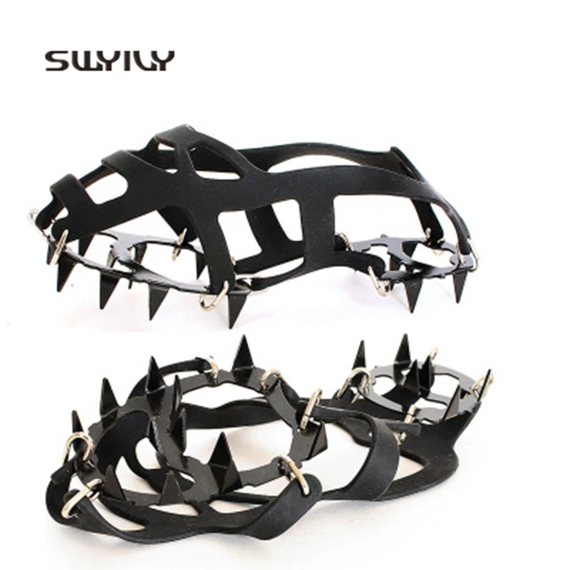 SWYIVY Outdoor 18 Teeth Enhanced Crampons Anti-slip Shoe Covers 2018 New Mountaineering Snow Shoes Fishing Crampons Shoes Cover