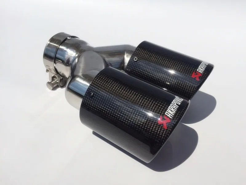 Автостайлинг Akrapovic, глянцевая углеродная выхлопная труба с двойными наконечниками, универсальный, AK, глянцевая углеродная двойная Концевая труба, глушитель, трубы