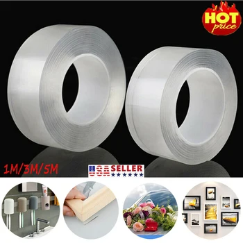 

Reusable Home Washable Removable DIY Office Smooth Adhesive Tape Invisible Gel Strongly Sticky Double-sided Traceless Fixing