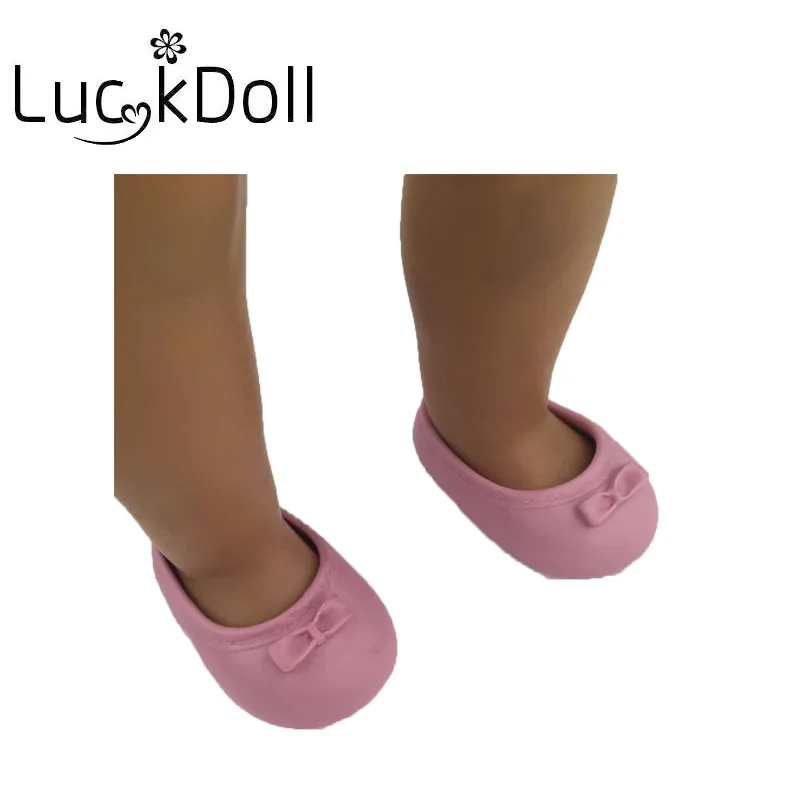 Luckdoll с круглым концом обувь с бантом для 18-дюймовые американские куклы для детей лучшие подарки на Рождество