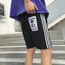 Полосатый Для мужчин Повседневное шорты по колено на шнуровке новые летние спортивные облегающие шорты для мужчин свободные Простые Модные Для мужчин шорты