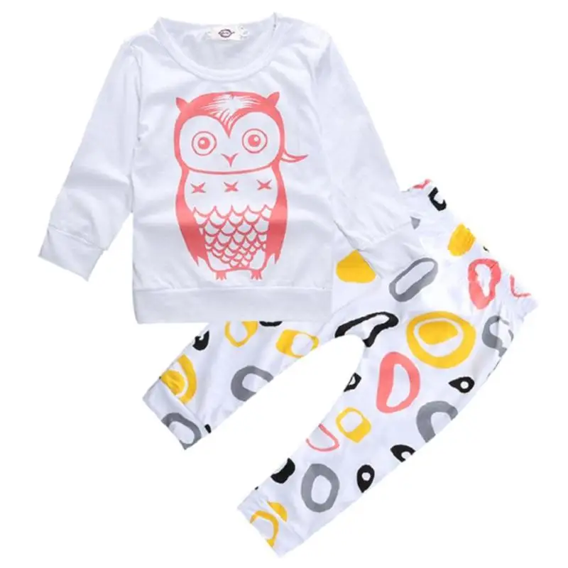 

2pcs T-shirt Pants Set Spring Fall Pure Cotton Print Newborn Baby Suit