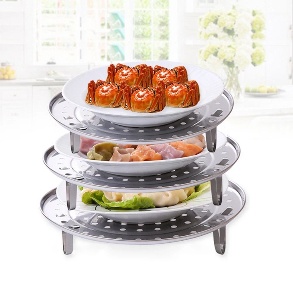

New Stainless Steel Steamer Kitchen Gadgets Steam Bread Seafood Fish Vegetable Cooker Stand Drain Rack Cake Cooling Tray
