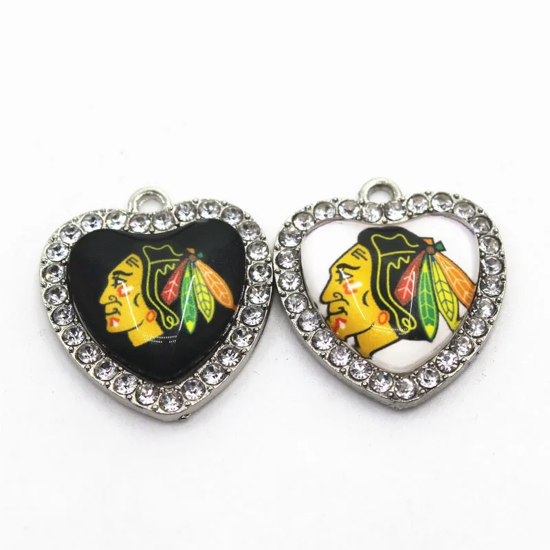 Хоккейная команда Blackhawks хрустальное сердце 10 шт подвесные шармы DIY ювелирные