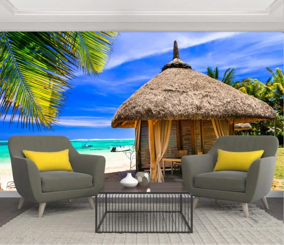 modern style customize wallpaper stereoscopic 3d Island Scenery