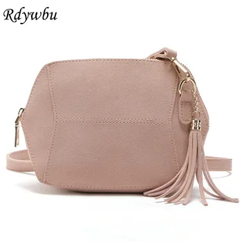 

Rdywbu Tassel Shell Candy Shoulder Bag 2019 Casual Fringe Crossbody Bag Nubuck Suede Leather Sewing Thread Messenger Bag B107