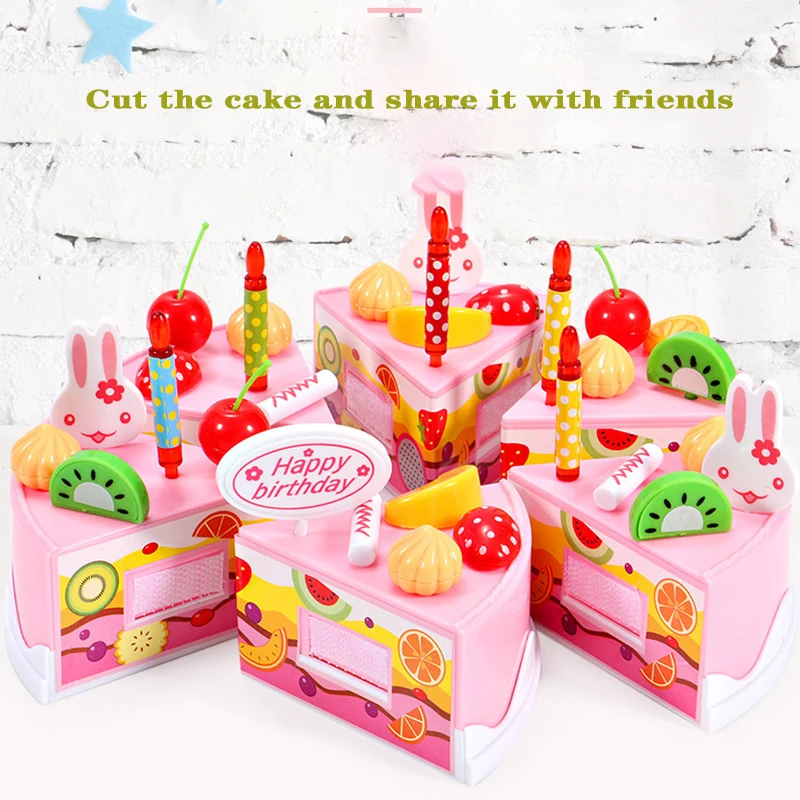 75 шт. DIY разрезание торта ко дню рождения кухонная игрушечная еда ролевая игра Кухня игрушка розовый синий подарок для девочек для детей