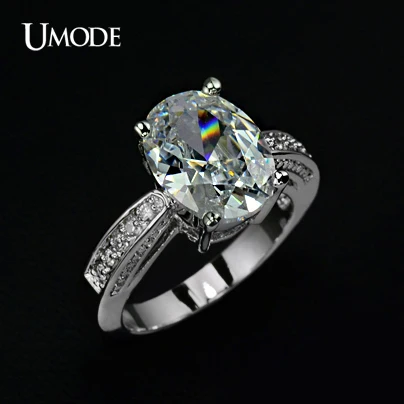 UMODE Big Oval-cut 5ct Egg Shaped Cubic Zirconia Cubic Zirconia Finger Ring UR0004