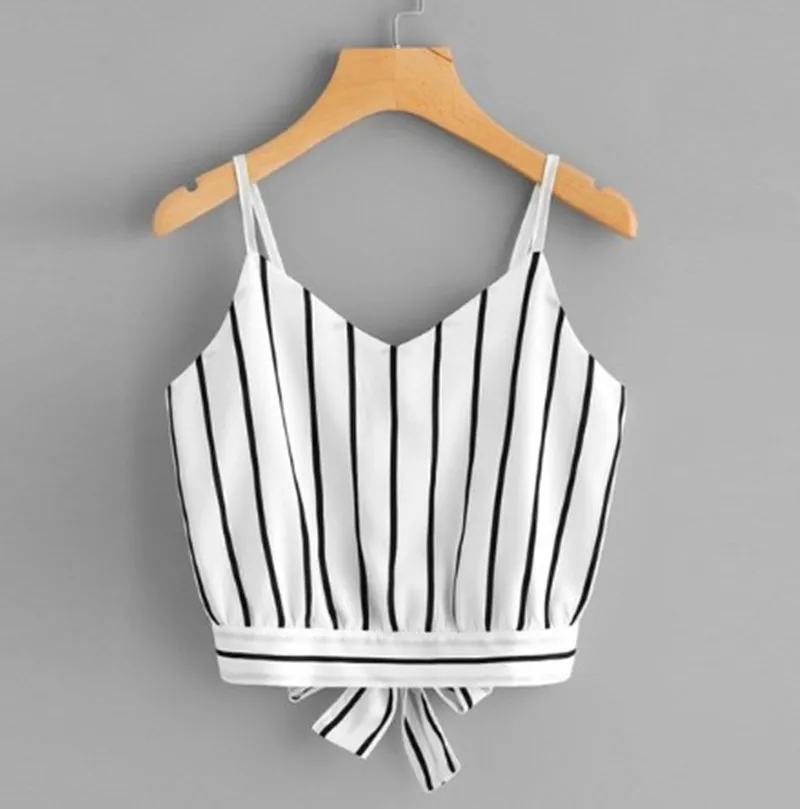 Пляжные Boho женские майки хлопчатобумажные летние укороченные элегантные кружевные полосатые открытые короткие майки с v-образным вырезом
