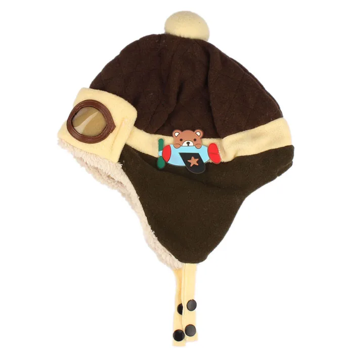 Модная детская зимняя теплая шапка, шапка, шапка пилота, вязаная крючком, шапка-ушанка, наряд для новорожденных, toucas para bebe, для 10-48 месяцев - Цвет: Coffee
