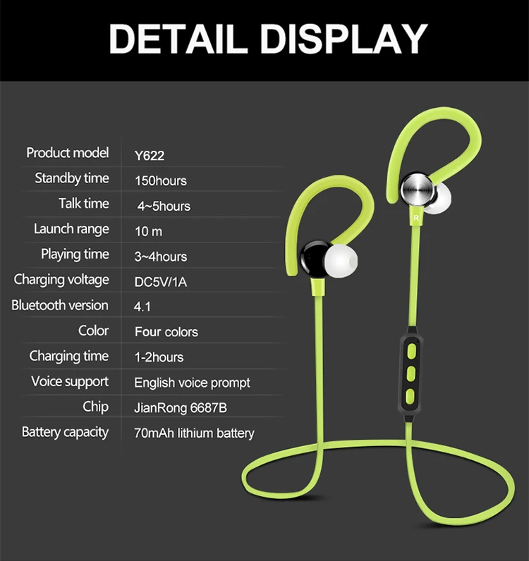 Wireless Sport Headphones Blue tooth Headsets V4.1 Running Earphone Music Stereo HD Mic Handsfree For iPhone XiaoMi