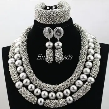 

Silver African Chunky Jewelry Set for Wedding Party Vintage Party Women Costume Jewelry Accessories Free Shipping ALJ510