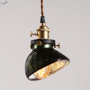 

JW_American Industrial Style Retro Iron Pendant Lamp Single Head Glass Lampshade Hanging Light Cafe Bar Kitchen Lighting Fixture