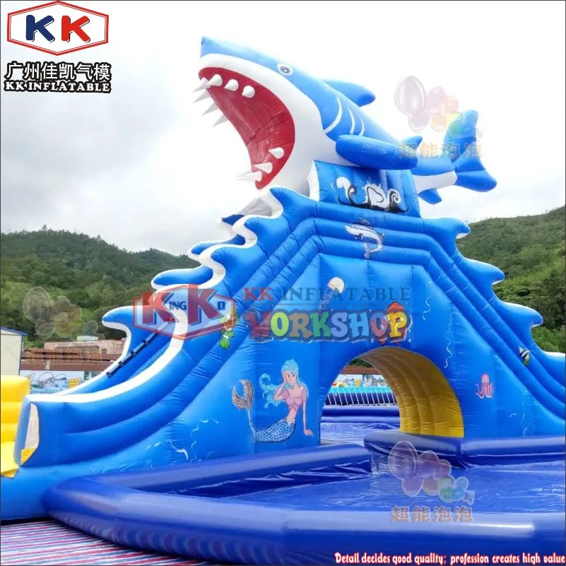 Dragon and shark Inflatable water park slide for sale, Adult inflatable water park pool equipment Dragon and shark Inflatable water park slide for sale, Adult inflatable water park pool equipment