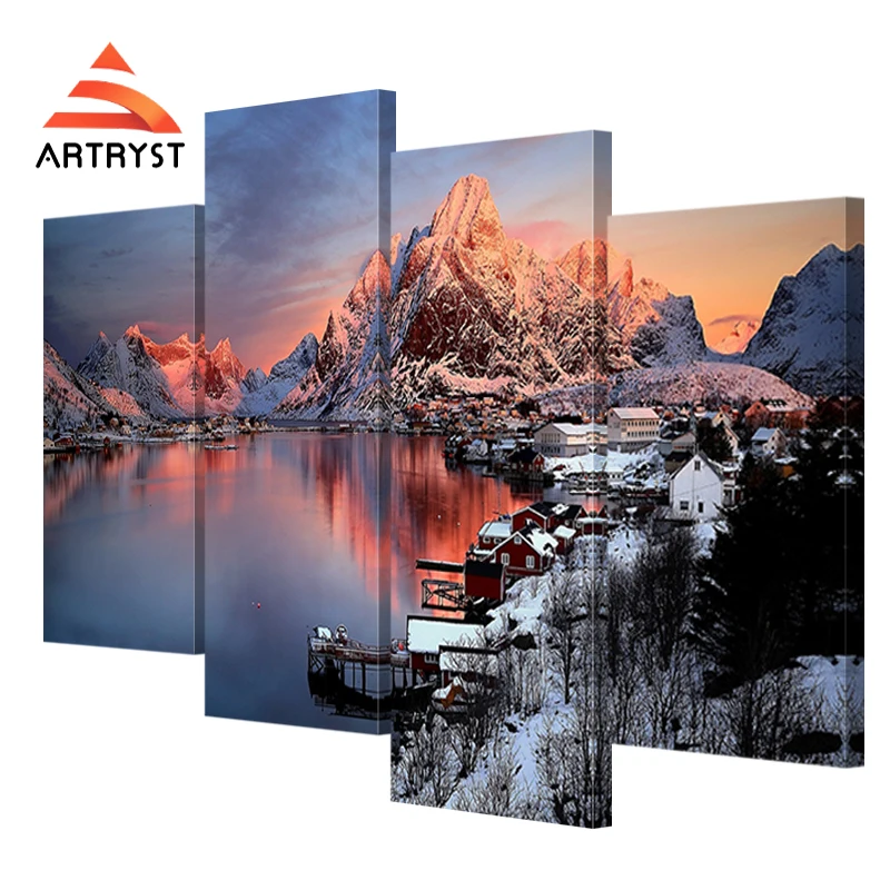Artryst 4 pcs modern home decor scenery canvas painting beautiful