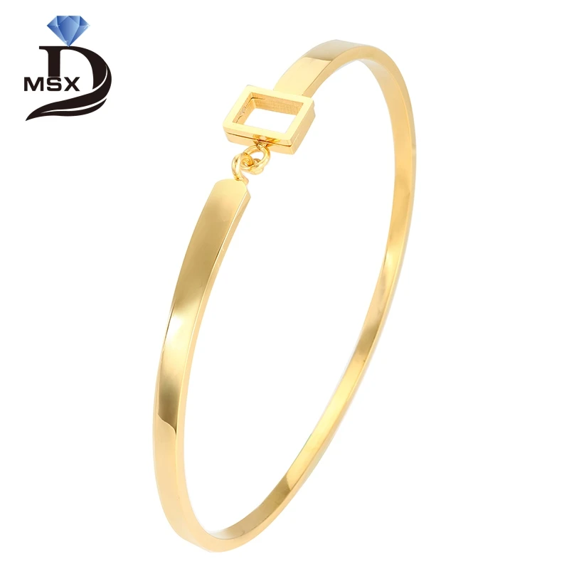 Fashion 316L Stainless Steel Bangle for Woman Man European Simple Gold Plating Bracelet Female Wedding Party Jewellery Wristband
