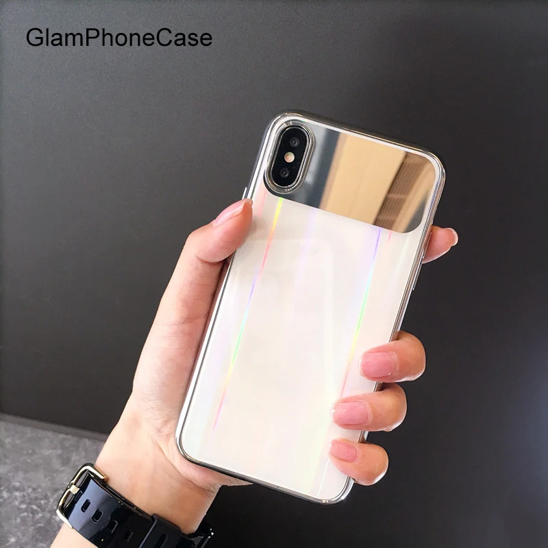 

GlamPhoneCase Luxury Mirror Phone Case For iPhone 8 X Cool Laser Shining Case For iphone X 7 6 6S Plus Hard Back Cover Cases