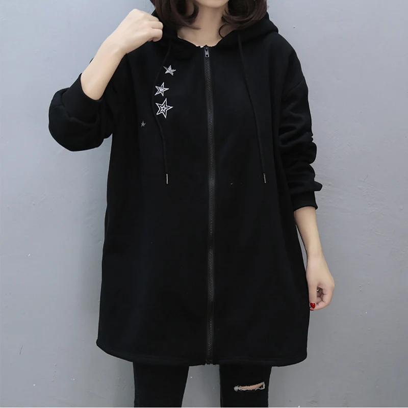 New 2018 Plus Size XL- 5XL Women Winter Jackets European Style Loose Thick Basic Coats Hooded Embroidery Star Ladies Outerwear