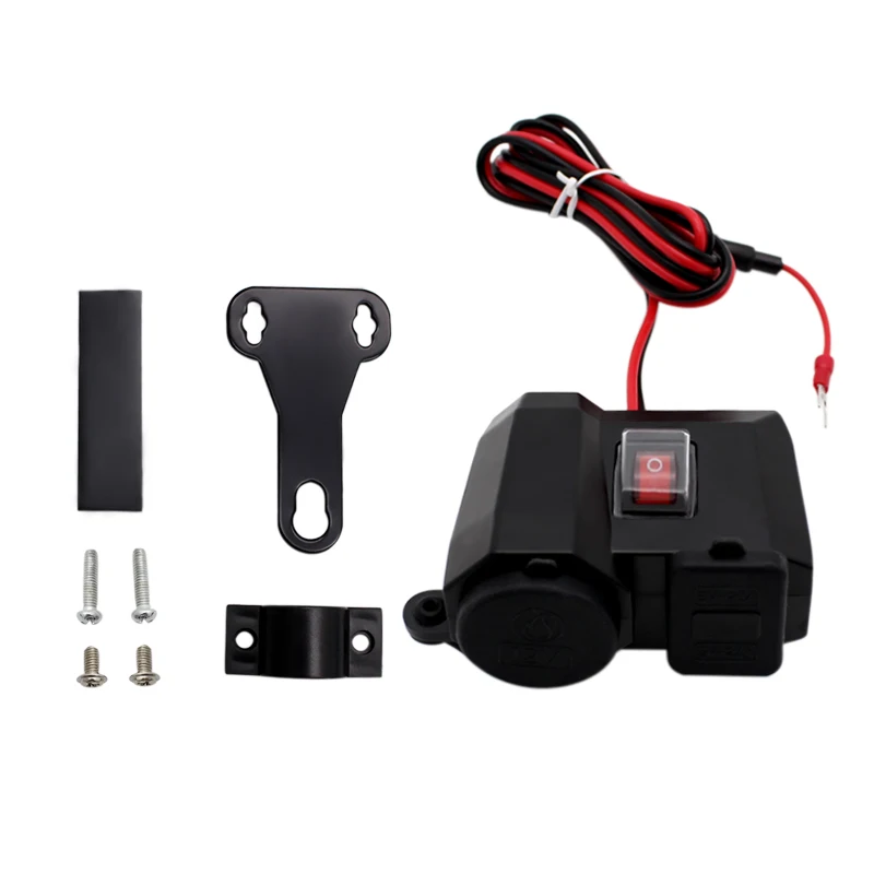 Nordson Waterproof 12V Motorcycle Dual USB Charger Cigar Lighter Socket LED Voltmeter Accessories Parts for Motocross Dirt Bike