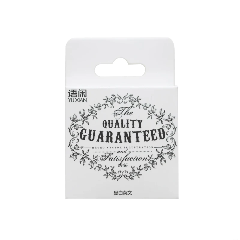 

50 pcs/box Black white English adhesive paper stickers Candy box diy gift card kawaii sticker decoration Holiday party supplies