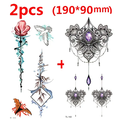 2pcs style 5 2 шт., модная временная татуировка, наклейка для женщин, цветочный узор, тату, наклейка, бумага, боди-арт, дизайн, поддельные женские татуировки, наклейка s - Цвет: 2pcs style 5