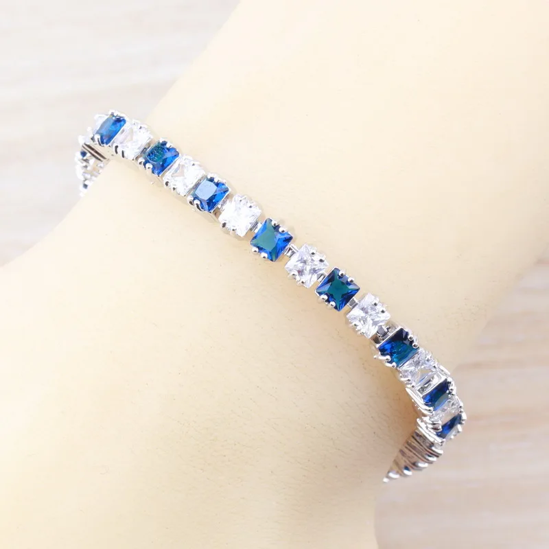 Браслет цепочка с голубым цирконием SL34|jewelry w|jewelry velvetjewelry goddess |