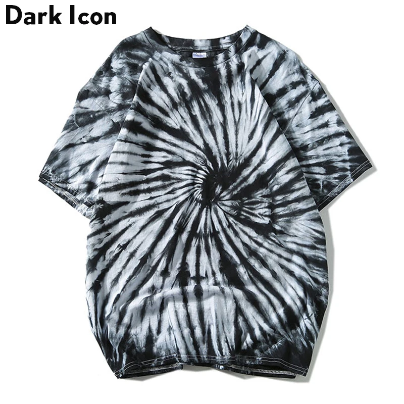 Темная икона Swirl Tie Dye Футболка мужская Лето круглый вырез хип хоп футболки для мужчин 5 цветов