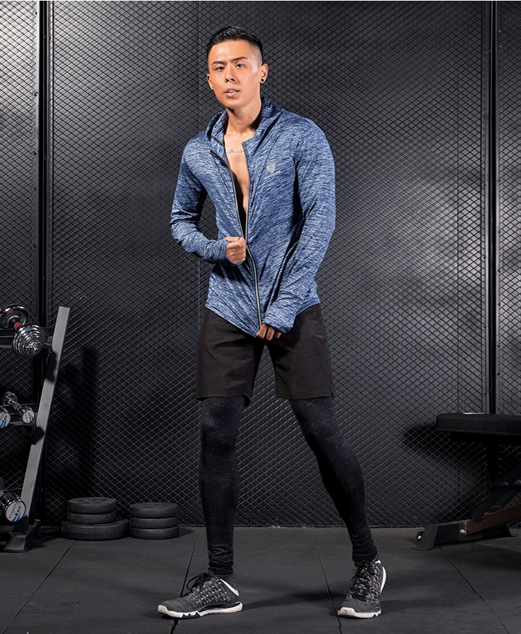 Men Running Hoodies Gym Fitness Long Sleeves Sweatshirts Training