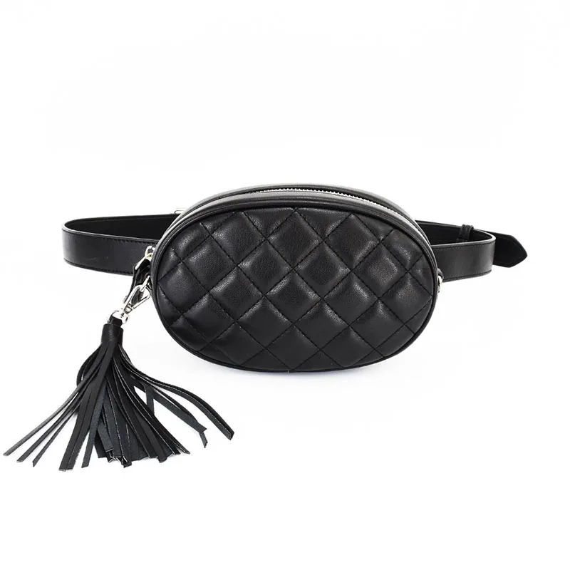 

Women Waist Bag Rhombic Fanny Pack Genuine Leather Shoulder Chain Messenger Bag Crossbody Bags Cell Phone Pocket