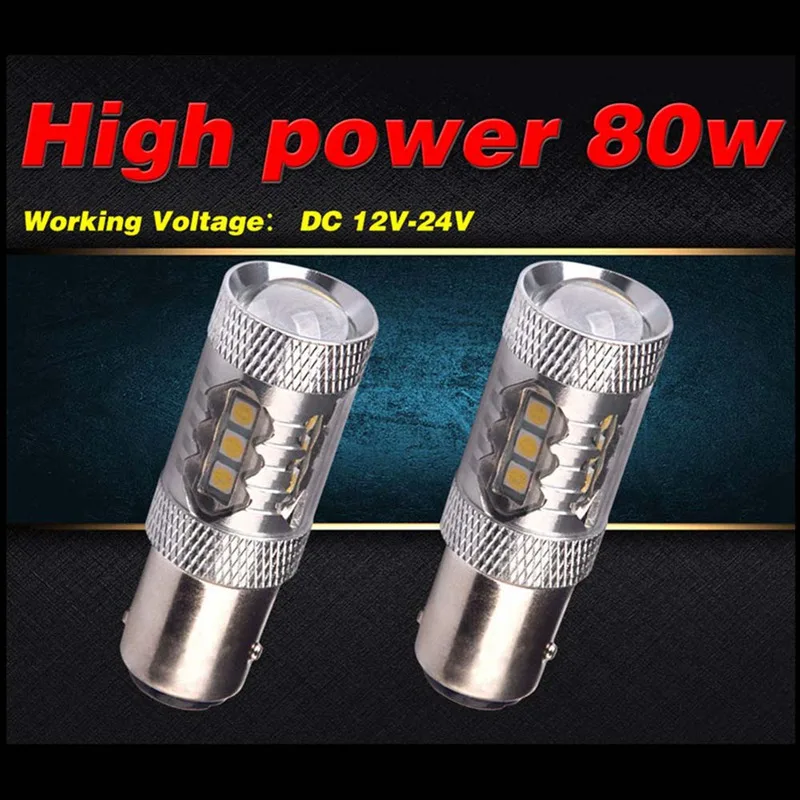 2pcs 80w 3030 1157 LED Car Tail Brake Turn Signal Parking Taillight Running Backup Reverse Stop Light Bulb
