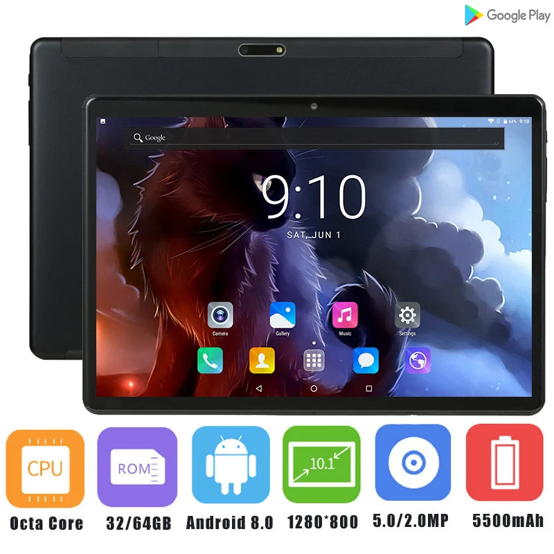 Android 8,0 10 дюймов планшет, 4G, FDD, LTE, Octa Core, 4 Гб Оперативная память 64 Гб Встроенная память 1280x800 ips детский подарок Планшеты 10,1