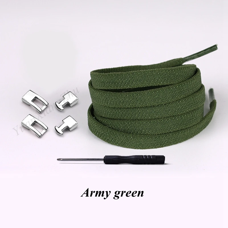 Army green Новые эластичные шнурки с перекрестной пряжкой для детей и взрослых унисекс кроссовки 1 секунда шнурки быстро не завязываются шнурки ленивые шнурки - Color: Army green