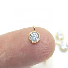 Jewelry Making Handmade 14k Gold 4mm White Zircon Pendant Gook Pendant for DIY Jewelry Accessories