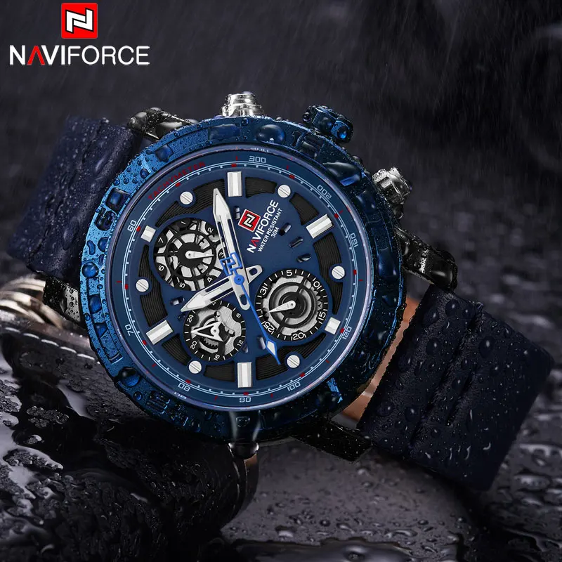 Мужские часы Naviforce, кожа, мужские кварцевые часы, 24 часа, дата, аналоговые, кварцевые, мужские часы, спортивные, военные, relogio hombre 9139