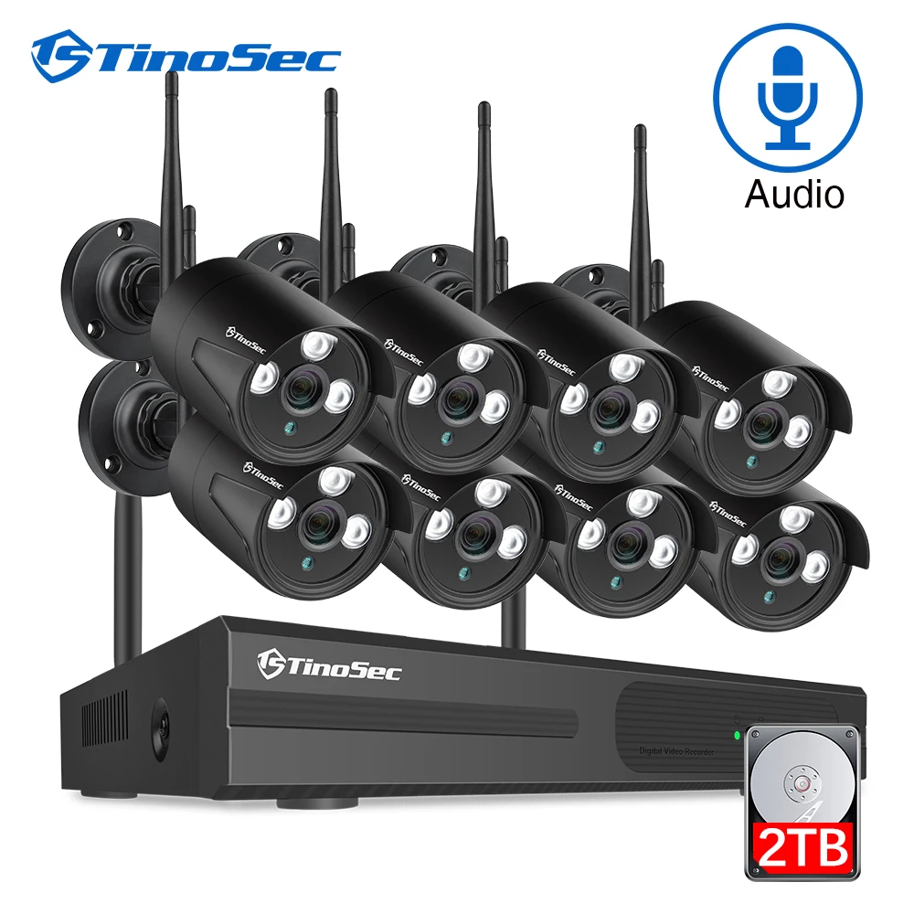TinoSec 8CH CCTV System Wireless 1080P NVR Kit Audio Wifi IP Security Camera System Email Alert Outdoor Video Surveillance Kit TinoSec 8CH CCTV System Wireless 1080P NVR Kit Audio Wifi IP Security Camera System Email Alert Outdoor Video Surveillance Kit