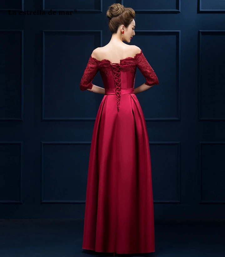 Эстрелья De Mar Vestido Madrinha Лидер продаж кружевное атласное с вырезом лодочкой