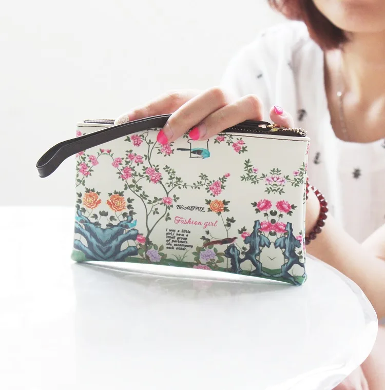 

Cartoon print wrist wallet Women Clutch purse ladies Mobile Phone Bag female card holder PU leather Multi-purpose Carteira #10