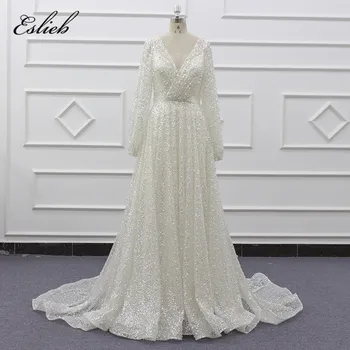شراءDressystar مذهل الأبيض الكرة بثوب الحبيب حجر الراين مطرز الترتر منتفخ فستان الزفاف الشفاف مع المحكمة قطار SJ073