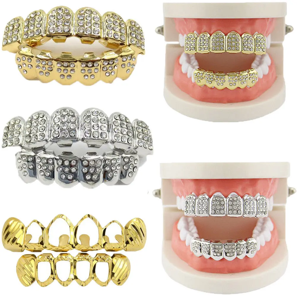 

Gold Plated Hip Hop Grillz Teeth Top/Bottom Grill Set NEW HIGH QUALITY Jewelry