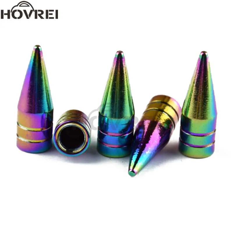 

200pcs Neon lights Color Aluminum Car tire valve caps Bullet Spike Shape Car Truck Air Port Cover Tire Rim Valve Wheel Stem Cap