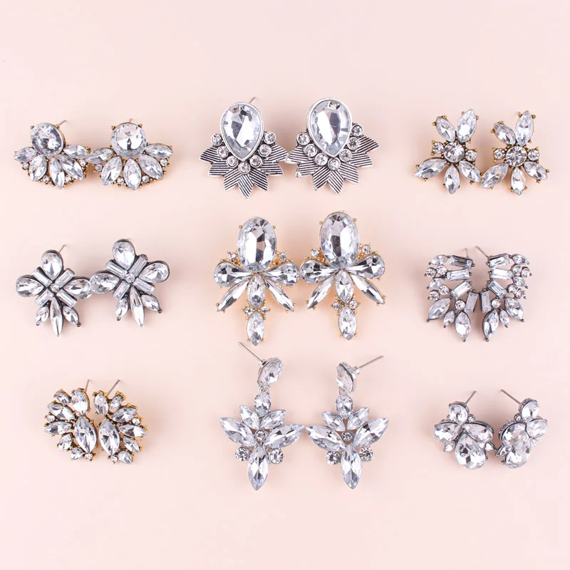 

LUBOV Transparent Crystal Stone Drop Earrings Rhinestone Decoration Clear Opal Stone Dangle Earrings Trendy Women Party Jewelry