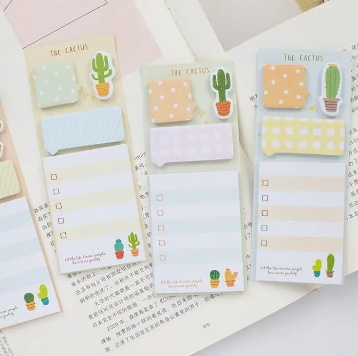 

Cute Cactus Memo Pad Sticky Note DIY Kawaii Paper Sticker Pads Korean Stationery Message Note Stationery