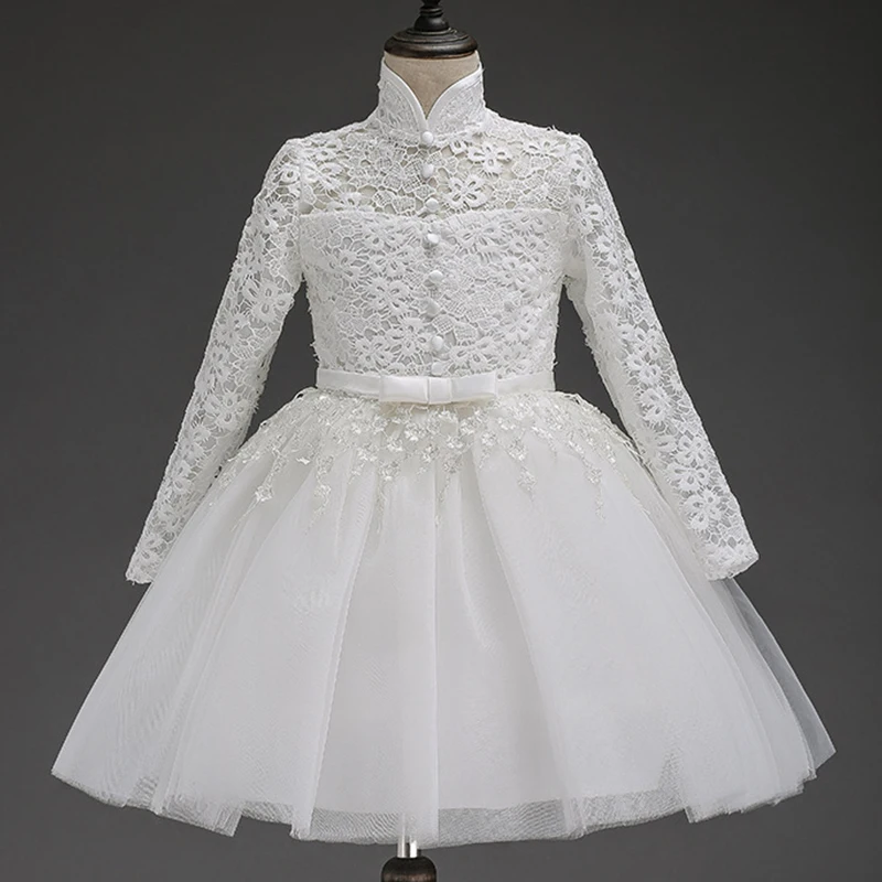 

Girl's princess dress flower dress for the 2017 autumn and winter lace long sleeve fashion dress performance for 4-13 Yrs old