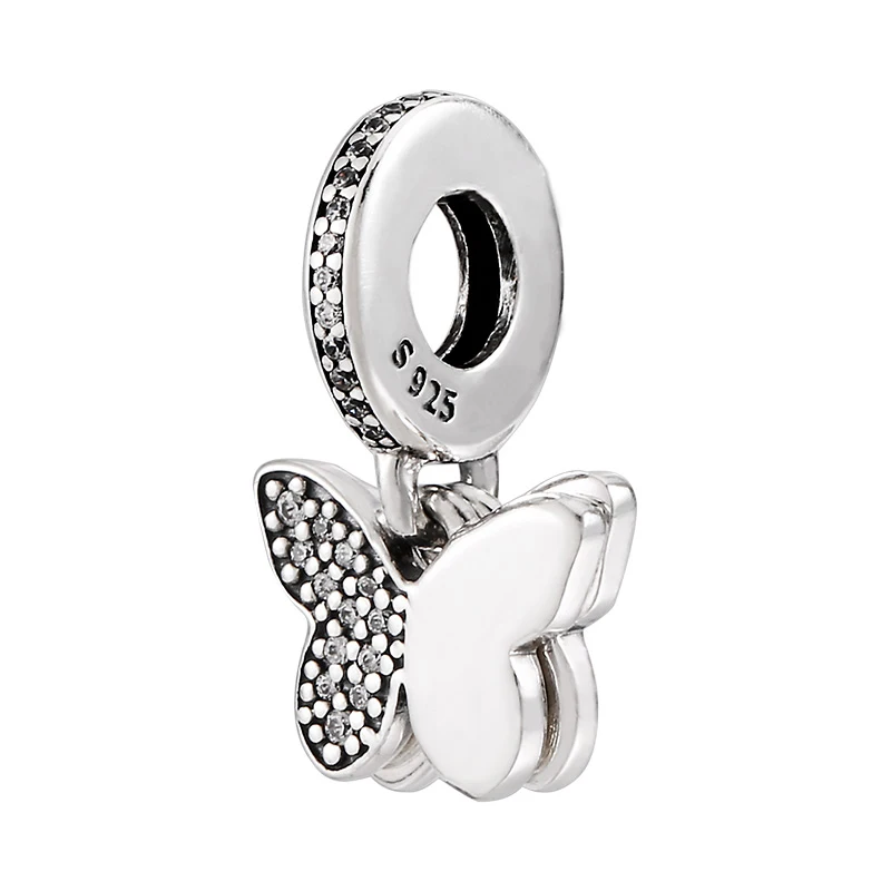 

925 Sterling Silver Fluttering Butterflies Charm Bead Fit Original Pandora Bracelet & Necklace Pendant Authentic Fine Jewelry
