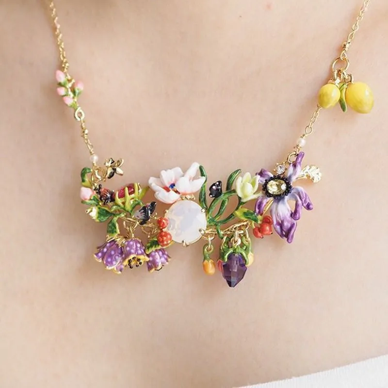 

2018 Amybaby Designer Handmade Enamel Glaze Pink Flower Rosebud Necklace No Piercing Drop Earring Adjustable Ring Bracelet