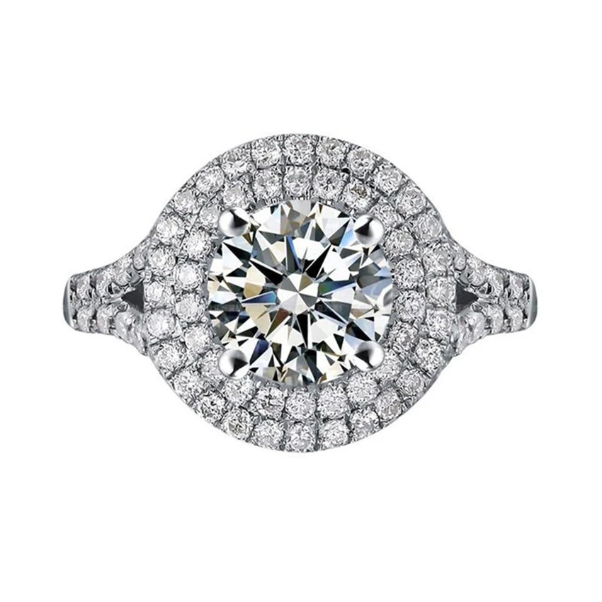 Великолепное женское кольцо 1Ct 6,5 мм G-H Moissanite кольцо белое золото цвет Твердое Серебро 925 пробы свадебное кольцо Свадебные украшения
