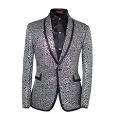 YUNCLOS Allthe мужские, мужские, с принтами, с вырезами, с отворотом, с отворотом, с одной пуговицей, Блейзер, костюмы, куртки и брюки, золотистый