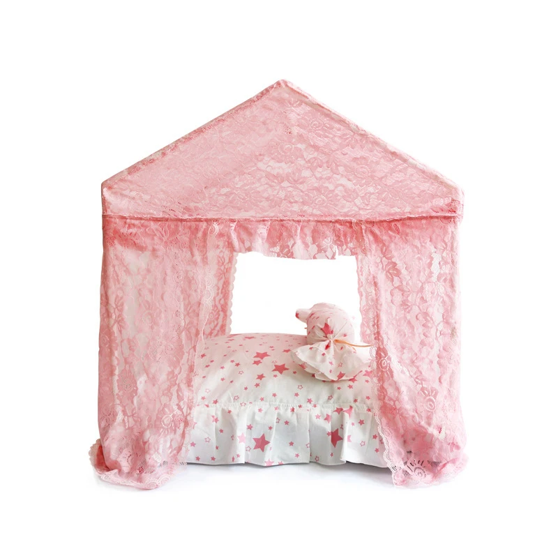 

Lace Bows Palace Pink Pet Camping House Summer Assembly Puppy Small Animal Dog Home Bed Cushion Pillow Chihuahua Sofa Mat Goods