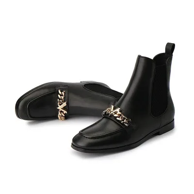 

2018 Europe and America autumn and winter new small boots casual flat boots women's round head Chelsea boots