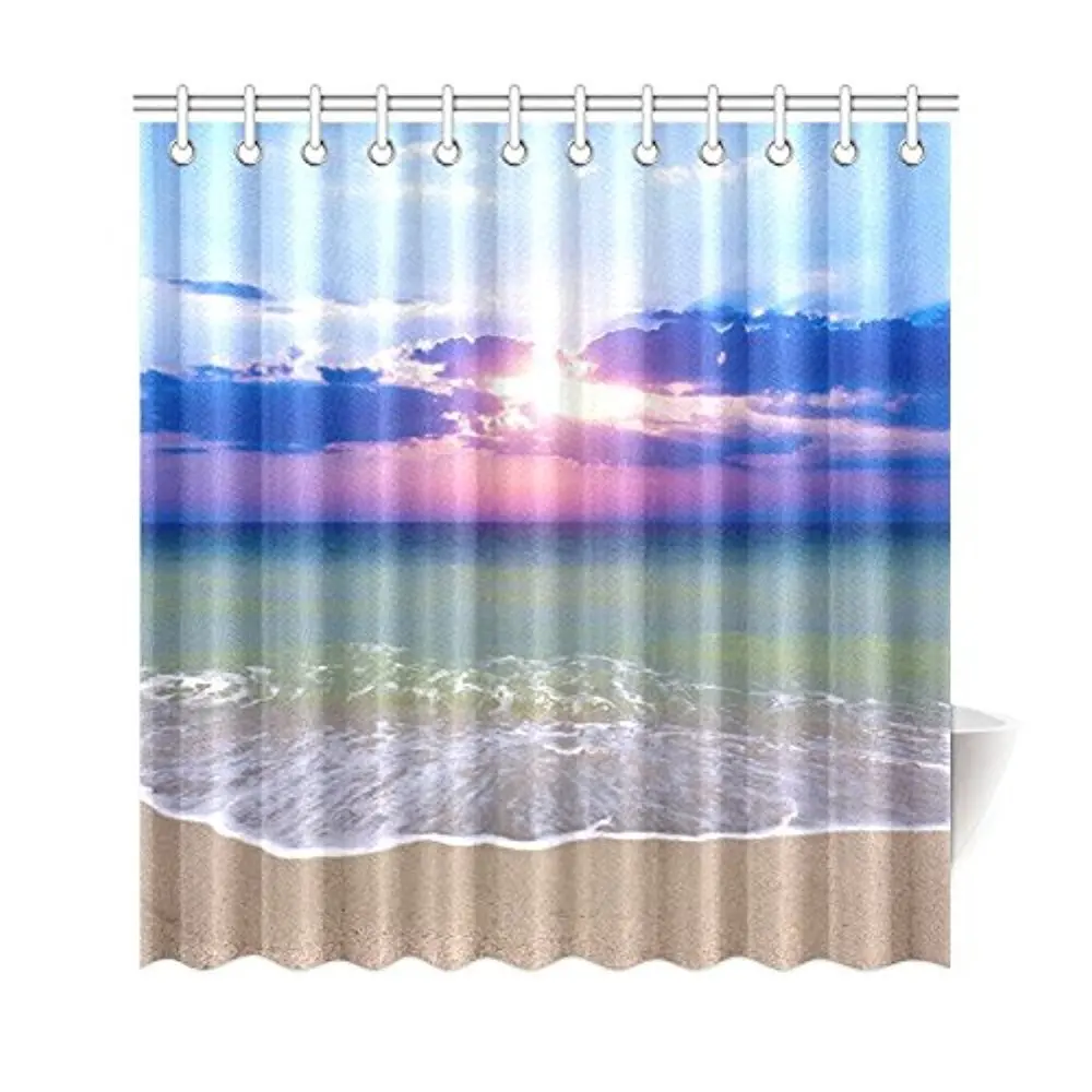 Sunset Sea Beach Custom Shower Curtain 69 X 72 Inches Fabric Bathroom